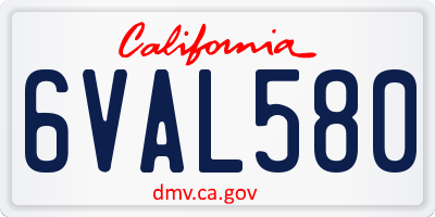 CA license plate 6VAL580