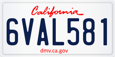 CA license plate 6VAL581