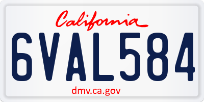 CA license plate 6VAL584