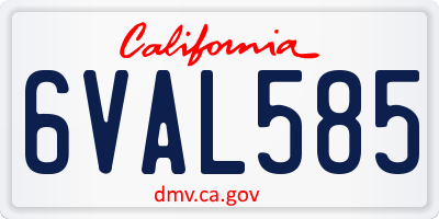 CA license plate 6VAL585