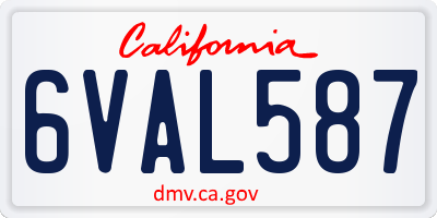 CA license plate 6VAL587