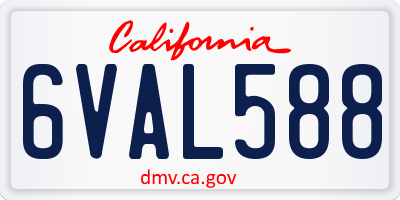 CA license plate 6VAL588