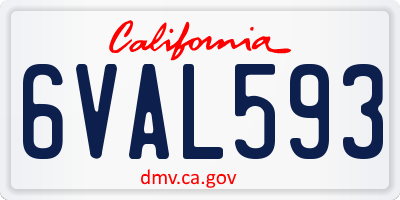 CA license plate 6VAL593