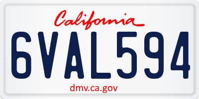 CA license plate 6VAL594