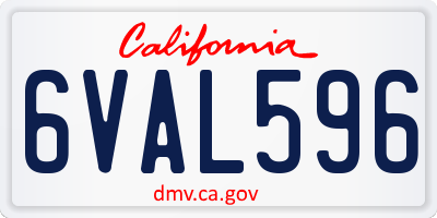 CA license plate 6VAL596