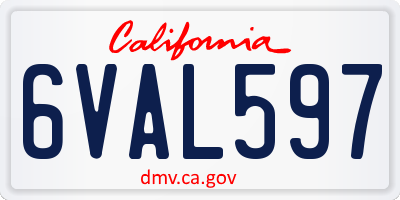 CA license plate 6VAL597