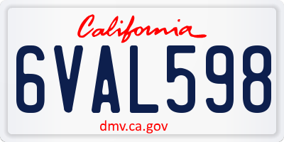 CA license plate 6VAL598