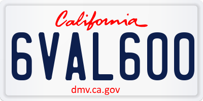 CA license plate 6VAL600