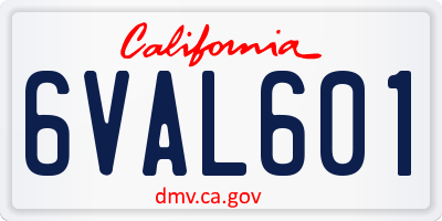 CA license plate 6VAL601