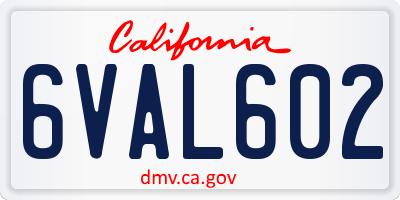 CA license plate 6VAL602