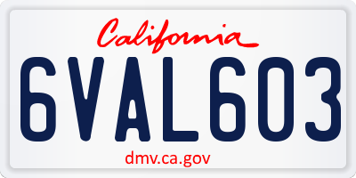CA license plate 6VAL603