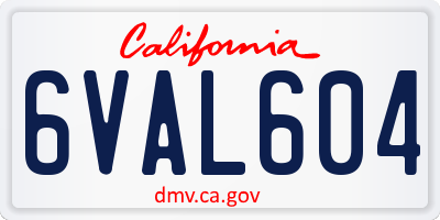 CA license plate 6VAL604