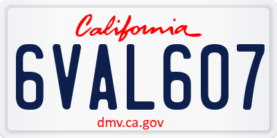 CA license plate 6VAL607
