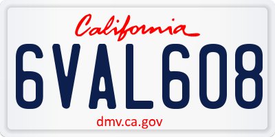 CA license plate 6VAL608
