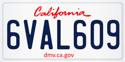 CA license plate 6VAL609