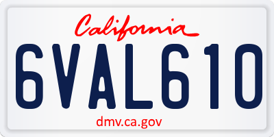 CA license plate 6VAL610