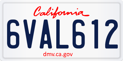 CA license plate 6VAL612