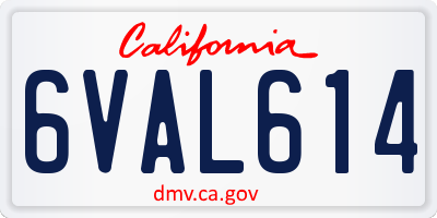 CA license plate 6VAL614