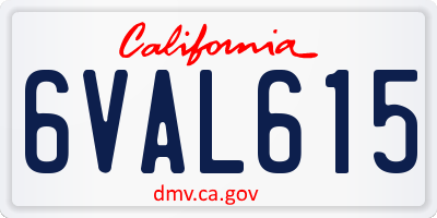 CA license plate 6VAL615