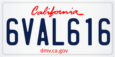 CA license plate 6VAL616