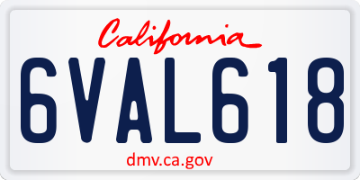 CA license plate 6VAL618