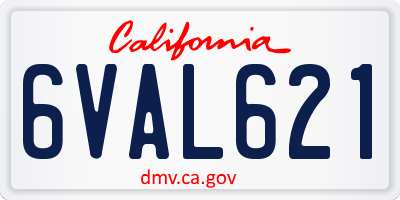 CA license plate 6VAL621