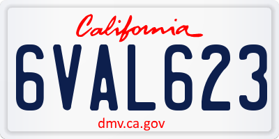 CA license plate 6VAL623