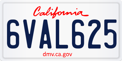 CA license plate 6VAL625