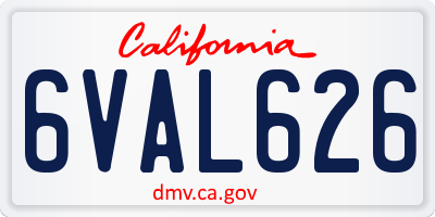 CA license plate 6VAL626
