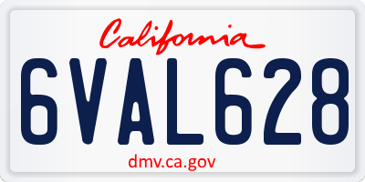 CA license plate 6VAL628