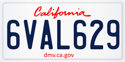 CA license plate 6VAL629