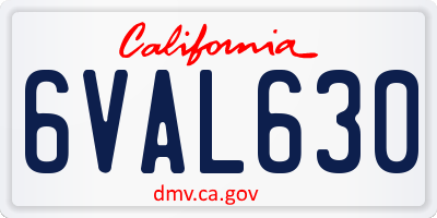 CA license plate 6VAL630