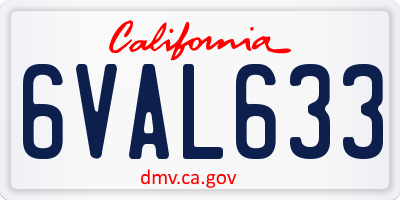 CA license plate 6VAL633