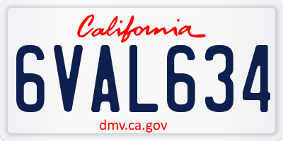 CA license plate 6VAL634