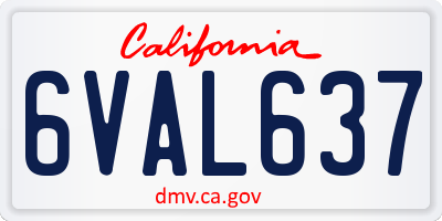 CA license plate 6VAL637