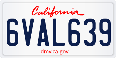 CA license plate 6VAL639