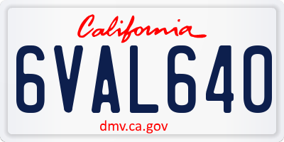 CA license plate 6VAL640