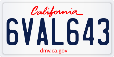 CA license plate 6VAL643