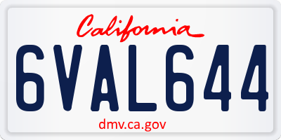 CA license plate 6VAL644