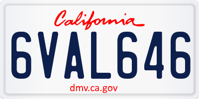 CA license plate 6VAL646