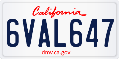 CA license plate 6VAL647