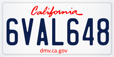 CA license plate 6VAL648