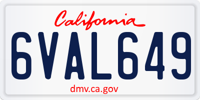 CA license plate 6VAL649