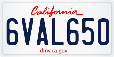CA license plate 6VAL650