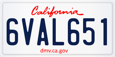 CA license plate 6VAL651