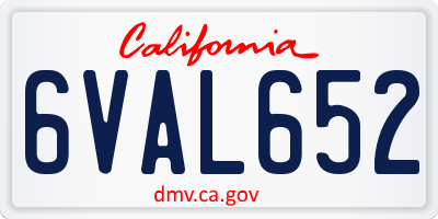 CA license plate 6VAL652