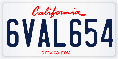 CA license plate 6VAL654