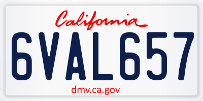 CA license plate 6VAL657