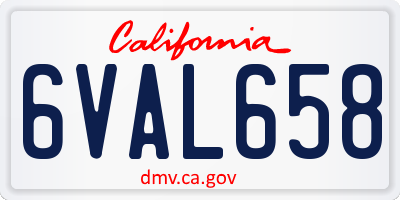 CA license plate 6VAL658