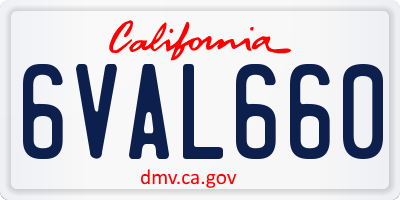 CA license plate 6VAL660